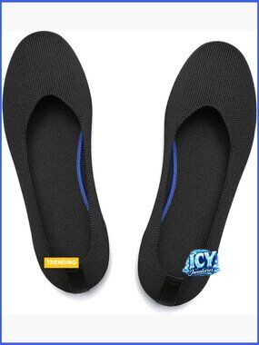 Knit Mesh Ballet Flats Round Toe Pull-On Casual Walking Shoes